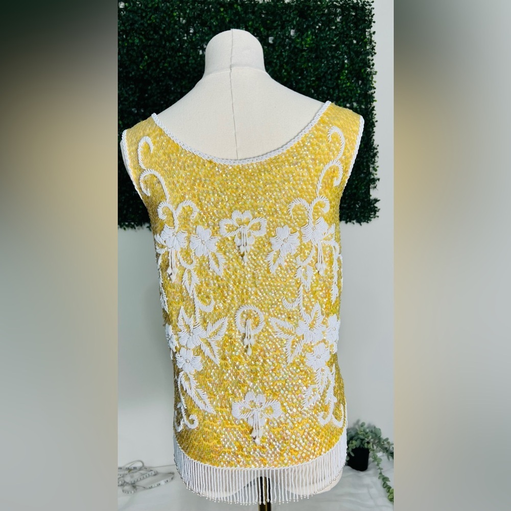 Vintage Stephen Chu Beaded Sweater Factory lined sequin sleeveless top lavish S - Picture 6 of 13